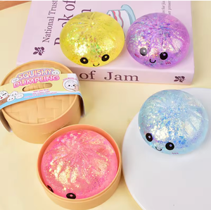 Dumpling Squishies Glitter Dumpling Mystery Box Colorful Stress Balls Fidget Sensory Toy Ewith Food Steamer Stretchy Desk Toys - Product Image 5
