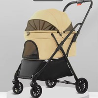 Poussette portable pliable pour chien et chat avec panier amovible, cadre pliable et cabine en maille respirante pour les voyages en extérieur