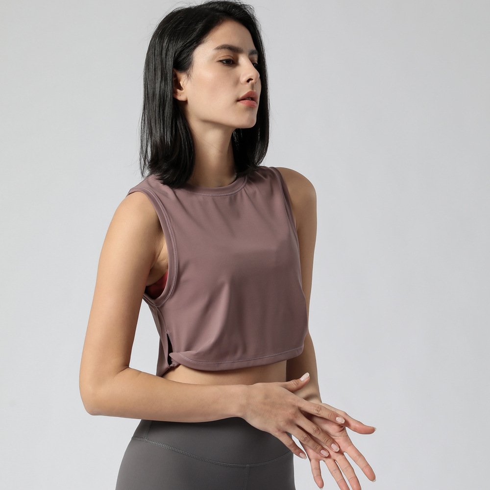 Fitness Yoga Wear High Neck Round Neck Hot Selling Summer Loose Sport Vest With Special Design tank Top Women