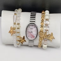 5 pièces/ensemble mode femmes alliage bracelet montre à Quartz et perle Bracelet ensemble WW109