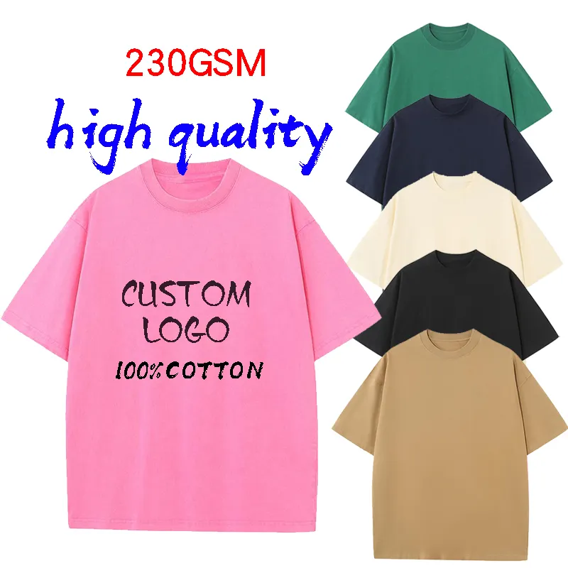 Manufacturer Supply Drop Shoulder 230g 100% Cotton Oversized Tshirt Custom Print Unisex Blank Men T Shirt