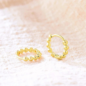 Orecchini a Cerchio Minimalisti con Perline per Donne, Semplici Orecchini Rotondi a Cerchio, Gioielli di Moda Quotidiana - Product Image 2