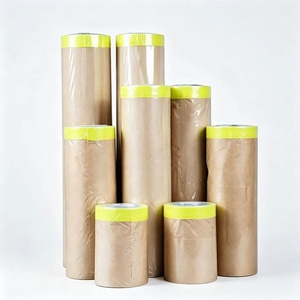 Papier de masquage pré-adhésif pour la protection des voitures, film de protection pour la peinture, film de protection pour la pulvérisation de peinture, film de protection kraft - Product Image 1