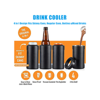 Refroidisseur de bouteille Porte-boisson en acier inoxydable isolé pour refroidisseur de canette de bière de 12oz 4 en 1 Refroidisseur de canette isolé Gardien de canettes maigres