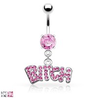 Piercing pour le nombril, accessoire en acier inoxydable avec lettres personnalisées, bijoux pour le corps, en cristal rose, vente en gros, 1 pièce