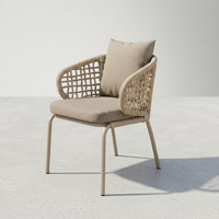 Chaise de salle à manger en aluminium moderne empilable pour extérieur, style bistrot-café, avec corde tressée