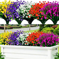 Bunga Gypsophila Plastik Mini Laris Manis, Bunga Artificial Tahan UV untuk Dekorasi Taman Luar Ruangan