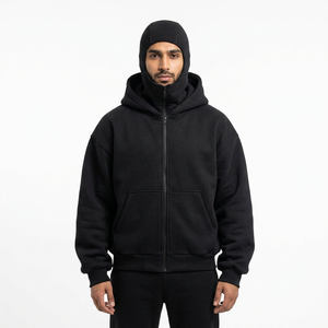 Nouveau design 2025 – Sweat à capuche balaclava zippé personnalisé 450 g/m² pour homme – Hoodies Ninja en coton uni de haute qualité pour homme – Style streetwear - Product Image 1