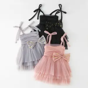 Горячая Распродажа, летняя детская юбка, детское платье-комбинация без рукавов, хлопковое Тюлевое праздничное платье принцессы для девочек
