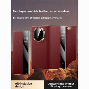 Étui de téléphone pliable à trois volets pour Huawei, avec fermeture magnétique, protection à double charnière, ultra-fin, en cuir. - Product Image 1