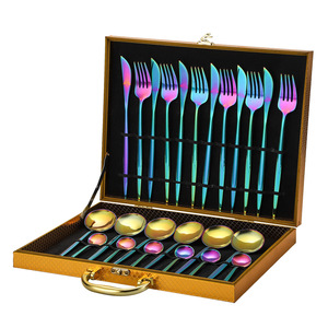 24pcs Gold <b>Dinnerware</b> <b>Set</b> Stainless Steel Tableware <b>Set</b> Knife Fork Spoon Luxury Cutlery <b>Set</b> Gift Box Flatware Dishwasher Safe - Product Image 4