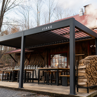 Pergola en aluminium Jiake 6063-T5 avec toit à lames motorisées pour ferme de production de sirop d'érable, terrasse, patio, gazebo extérieur, pavillon, terrasse