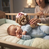 Pyjama en peluche pour bébé en forme d'ours endormi, ours en peluche personnalisé avec rembourrage en polyester et coton PP