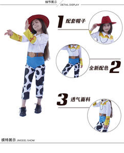 2024 Jessie vaquera disfrazada disfraz Halloween carnaval Toddle Toy Story niños Sudadera con capucha arroz escenario uniforme disfraz para niños - Product Image 6