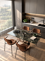 Table à manger de luxe en marbre noir sur mesure, mobilier de salle à manger durable pour appartement, hôtel, villa