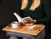 Support portable en bambou pour ordinateur portable avec oreiller amovible Table PC en bois pour bureau à domicile ou chambre à coucher