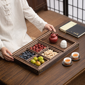 Ensemble de plateaux de service en bois de paulownia style chinois, 11 pièces, pour thé, en-cas, salon, multi-usages - Product Image 3
