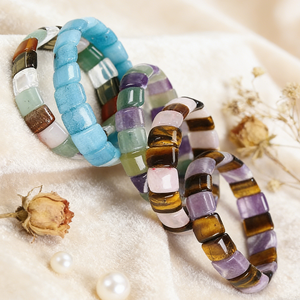 Bracelet extensible tendance unisexe en pierre naturelle 10x14mm, perles multicolores, breloques yoga, vente en gros - Product Image 3