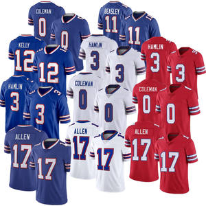 Camisetas de Fútbol Americano 17 Josh Allen 0 Keon Coleman 4 James Cook 18 Cooper 88 Knox VP Camisetas Bordadas Limitadas - Product Image 2