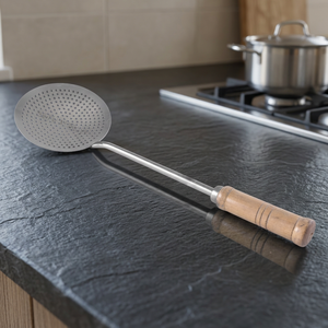 Écumoire en acier inoxydable avec manche en bois, outil de cuisine facile à nettoyer - Product Image 3