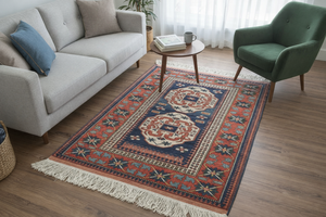 Auténtica Alfombra Kazaja Tribal Hecha a Mano de Lana 9x12, Anudada a Mano, Estilo Persa, Patrón Geométrico, Tejida para Decoración de Sala de Estar - Product Image 2