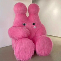 Statue de mascotte en fibre de verre floquée sur mesure, grande taille, pour vitrine de magasin, point photo, merchandising visuel, monstre poilu de dessin animé