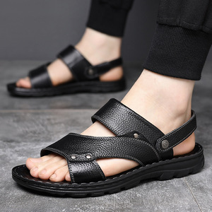 Sandales pour hommes, été, cuir souple, semelle en caoutchouc antidérapante, chaussures décontractées pour l'extérieur, chaussures de papa, semelle intermédiaire en EVA, talon de 1 à 3 cm - Product Image 4