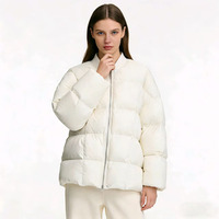 Veste d'hiver épaisse décontractée pour femmes personnalisable, chaude, rembourrée de duvet de canard blanc, col montant, fermeture éclair
