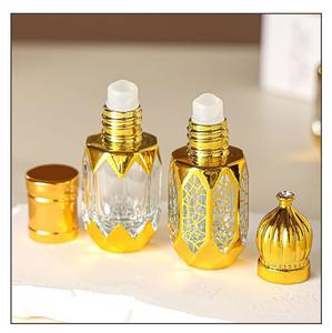 Großhandel Luxus 6ml Dubai Arabisch Stil Glas ätherisches Öl Parfüm Parfum Oud Attar Öl Roller Tola Flaschen mit Pagode Kappe - Product Image 6