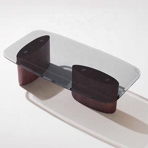 <span class=keywords><strong>Tavolino</strong></span> da Caffè Minimalista in <span class=keywords><strong>Vetro</strong></span> Temperato, Combinazione Moderna e Semplice per Soggiorno, <span class=keywords><strong>Tavolino</strong></span> in Legno Affumicato di Lusso - Product Image 4