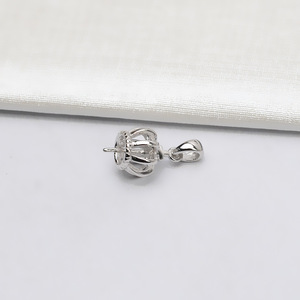 จี้มงกุฎเงินแท้ S925 แบบสามมิติ พร้อมไข่มุกห้อยขนาด 8-13 มม. สำหรับสร้อยคอผู้หญิง ตัวเรือนเปล่าสำหรับงาน DIY ส่วนตัว - Product Image 4