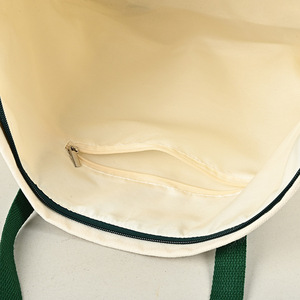 Sac fourre-tout en <span class=keywords><strong>toile</strong></span> vert contrastant avec larges bretelles, grande capacité, poche avant, sac à bandoulière réutilisable pour le shopping - Product Image 5