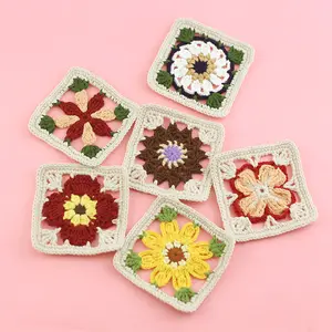 Sottobicchieri per decorazioni di nozze all'ingrosso della fabbrica fatti a mano all'uncinetto Cup Pad Hook Flower Cotton centrini Square Table Mat 9cm