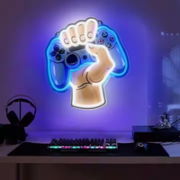 Enseignes au néon en acrylique en gros-Lumières de logo LED personnalisées imprimées UV pour salles de jeux et entreprises, décoration murale RVB durable