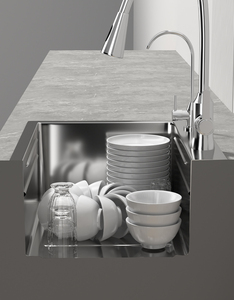 Lavello da <span class=keywords><strong>cucina</strong></span> in raso spazzolato grande capacità, realizzato in acciaio inossidabile 304, con Anti intasamento, incluso rubinetto estraibile - Product Image 4