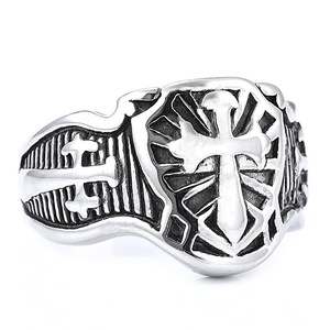 Anillos Cruzados <span class=keywords><strong>de</strong></span> Acero Inoxidable Estilo <span class=keywords><strong>Rock</strong></span> <span class=keywords><strong>and</strong></span> <span class=keywords><strong>Roll</strong></span> Punk, Anillos <span class=keywords><strong>de</strong></span> Sello <span class=keywords><strong>de</strong></span> Jerusalén para Uso Diario - Product Image 5