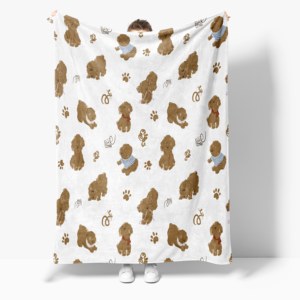 Coperta in pile personalizzata con stampa di cani, calda, morbida, in poliestere, con logo del designer, ideale per dormire - Product Image 2