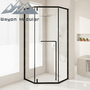Mampara de Ducha Moderna de Lujo Wayon con Marco Negro en Forma de Diamante y Vidrio Templado Fácil de Limpiar para Baño de Casa y Hotel - Product Image 6