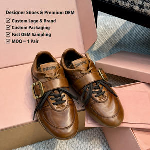 2026 Luxury Designer shoe for Women High Quality Leather Sneakers All <b>Tan</b> <b>Brown</b> Gold Buckle Strap Retro Casual Sport Style New - Product Image 1