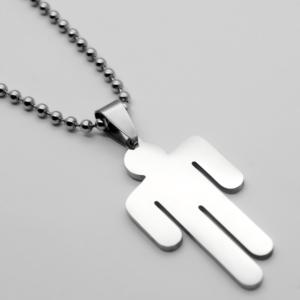 Moda de acero inoxidable grabable en blanco persona forma colgante collar Billie eilish collar - Product Image 2