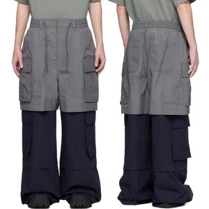 Pantalones Cargo Grises y Azul Marino de Moda al por Mayor con 4 Bolsillos, Pantalones Cargo Holgados para Hombre - Product Image 1