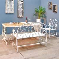 Ensemble de salon de jardin Palermo en métal blanc, design européen rustique contemporain, durable, confortable et portable, INNOVA