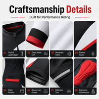 Conjunto de Ciclismo Personalizado para Hombre, Jersey con Cierre Completo y Culotte Acolchado con Número y Logotipo del Equipo para Pedidos de Club