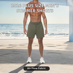 2026 Summer New Plus Size Knitted Breathable <b>Men's</b> Beach Running Fitness Swim <b>Trunks</b> Elastic Waist Sports Casual Board Shorts - Product Image 2