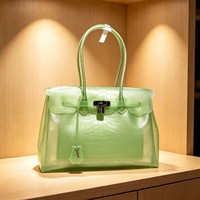 Bolso Tote Personalizado con Estampado de Cocodrilo, Bolso de Compras para Mujer de TPU Transparente Impermeable de Alta Calidad para Otoño