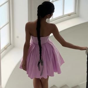 ชุดเดรสสั้นทรงเอไลน์แบบเซ็กซี่โชว์หลัง ดีไซน์ใหม่รับซัมเมอร์สำหรับผู้หญิง แบบไม่มีสายรัดไหล่ เรียบหรู - Product Image 3