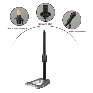 マイクスタンドデスクトップ三脚ポータブルテーブルスタンド調節可能マイクスタンドマイククリップホルダーブラケットベース軽量ブラケット付き - Product Image 5