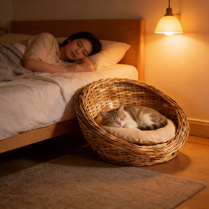 <span class=keywords><strong>Cama</strong></span> para Mascotas Moderna, Ecológica y Hecha a Mano con Mimbre Natural, para Perros y Gatos, para Todas las Estaciones, Lavable a Mano, Sostenible - Product Image 5