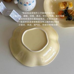 Assiette en céramique jaune irrégulière, couleur unie, passe au lave-vaisselle, pour salade de fruits, pâtes, légumes, usage domestique, cadeau personnel - Product Image 5