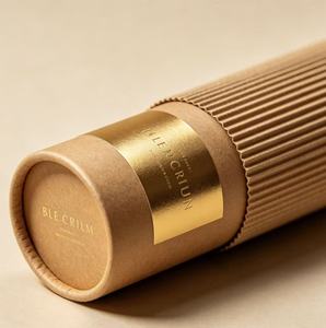 Luxury Gold Foil Cylindrical <b>Cardboard</b> Cosmetic Packaging, Eco-Friendly Custom Round Paper <b>Tube</b> for Skincare & Beauty Products - Product Image 2